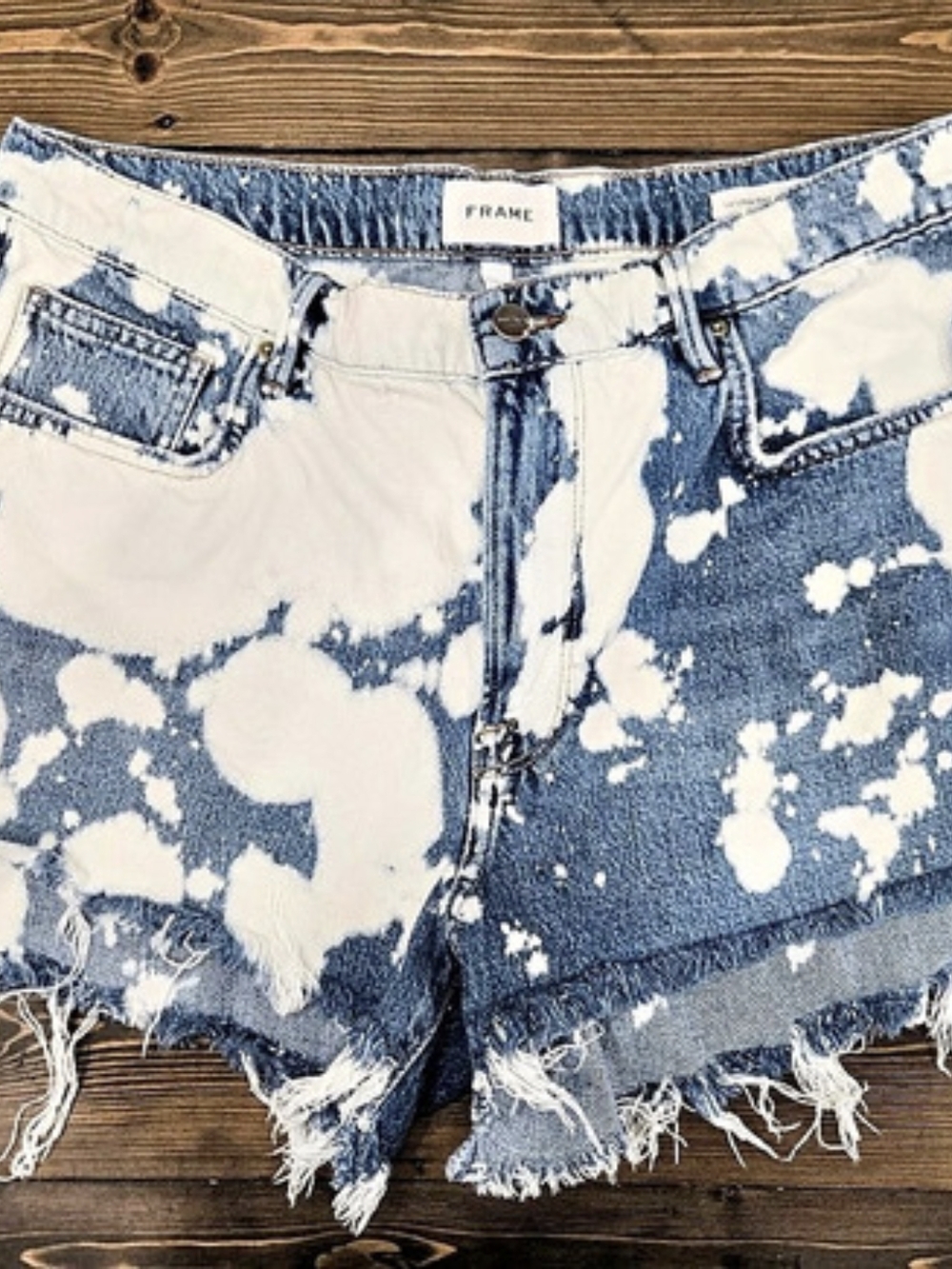 FRAME Le Ultra Baggy Short Jean Shorts Blue & White Waist 29